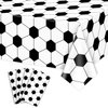 PTECDROTS 4Pcs Soccer Tablecloths, Soccer Pattern Party Table Cover, Rectangular Grass Tablecloths for Kids Soccer Theme Fan Sports Event Game Day Soccer Birthday Party Supplies, 51 x 86.6 Inch