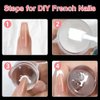 Rotatable Nail Stamp Silicone Nail Stamper Kit Transparent Nail Art Stamper With Scraper French Tip Nail Tool Adjustable Pattern Size Jelly Nail Stamps Nail Art Tools French Manicure Nail Stamping Kit