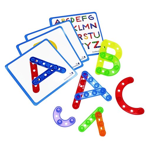 Excellerations Translucent Alphabet Construction Set, 100 Pieces, Early Language, Pre-Writing, Educational Toy, Building, Manipulatives, Ages 3 Years and Up