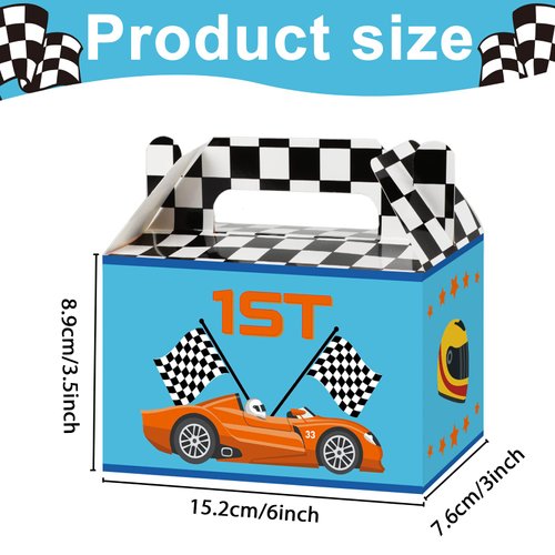 24 Pieces Race Car Party Gift Boxes Racing Party Favor Goodies Candy Treat Bags for Boys Kids Let's Go Racing Party Supplies Two Fast Car Themed Birthday Party Decorations Supplies 6 x 3 x 3.5 Inches