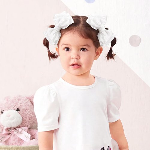 Baby Hair Bows Toddler Girls Hair Clips White Pigtail Bows Handmade Alligator Clip in Bows for Baby Girls Hair Accessories 4 PCS Blue