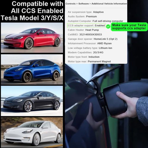 CCS1 to Tesla Charger Adapter, CCS to Tesla Adapter for Model 3 Y S X, [Safety Certified] CCS Combo 1 Adapter-up to 250 kW & 250A 500V DC, Compatible with Level 3 Fast Charging Station