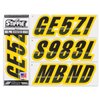 Stiffie Techtron Black/Yellow 3" Alpha-Numeric Registration Identification Numbers Stickers Decals for Boats & Personal Watercraft