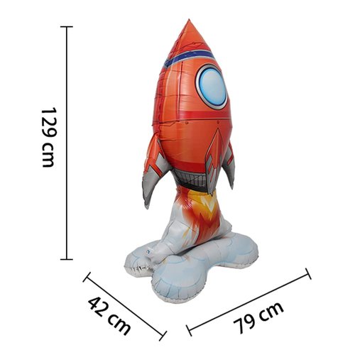 4D Standing Giant size SelfStand Rocket Astronaut Party Balloons UFO Helium Aluminum Balloon Outer Space Theme Birthday Party Decor Kids Boys Toys Party Supplies (SelfStand Rocket)