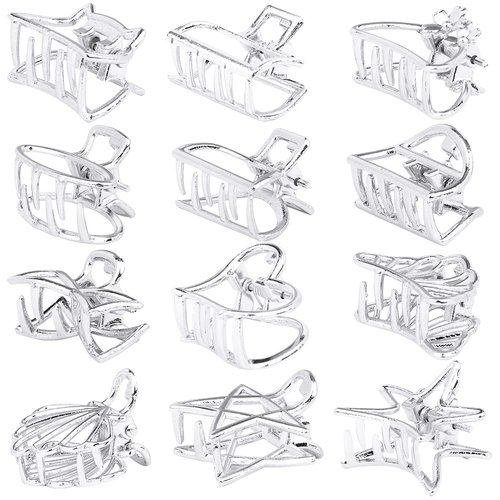 ANBALA Small Metal Hair Clips - Mini Non-slip Cute Silver Clips for Women Girls (12Pcs)