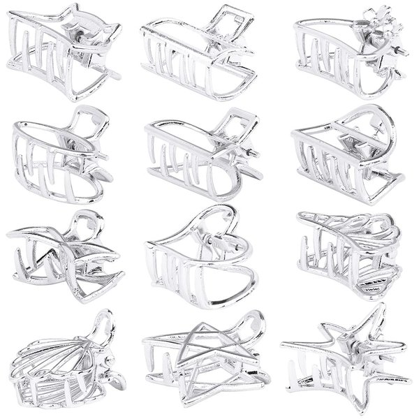 ANBALA Small Metal Hair Clips - Mini Non-slip Cute Silver Clips for Women Girls (12Pcs)