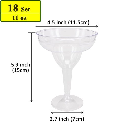 Belinlen 18 Count 11oz Clear Hard Plastic Margarita Glasses/Party Cups Wedding Parties Cocktail Cups