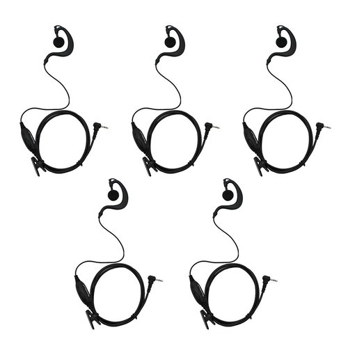 GoodQbuy Two Way Radio G Shape Clip-Ear Headset Earpiece with PTT is Compatible with Motorola MH230R MS350R MT350R (Pack of 5)