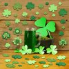 300 Pieces Green Glitter Shamrock Foam Stickers for St Patrick's Day - Lucky Clover Foam Stickers for Kids, St. Patricks Day Irish Party Decoration Craft Supply Self Adhesive Seals for Window Wall