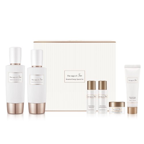 Christmas Gifts Sooryehan THE SAGA OF SOO BOTANICAL ENERGY (360 ml / 12.17 Fl Oz) - Korean Skin Care Gift Set by LG BEAUTY Boosting Toner, Balancing Moisturizer, Cream, Foam Cleanser.