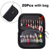 PLUSINNO Fishing Lures for Bass 20pcs Spinner Lures with Portable Carry Bag,Bass Lures Trout Lures Hard Metal Spinner Baits Kit (20pcs Spinner Set with Bag)