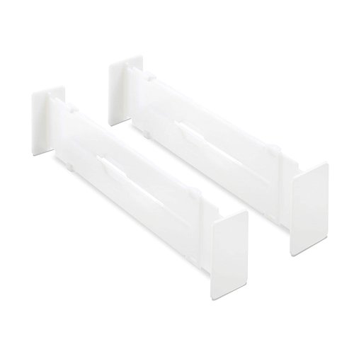 Whitmor Adjustable Organizers Drawer Dividers, Set of 2, White