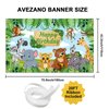 Avezano Safari Happy Birthday Banner Jungle Animals Happy Birthday Backdrop Jungle Animal Theme Birthday Party Decorations Safari Happy Birthday Party Supplies 70.8 x 43.3 Inch