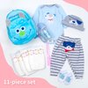 PEDOLLTREE Reborn Baby Doll Clothes Outfit Accessories Blue Puppy Set 11 Pcs Set for 17-22 Inch Reborn Doll Newborn Boy with Backpack Diaper