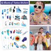 98 PCS Swimming Party Favors, Swimming Temporary Tattoos Badges Silicone Bracelets Stickers Keychains for Swimming Swim Team Sport Birthday Party Decorations Supplies Gifts for Swimmers Kids Teens
