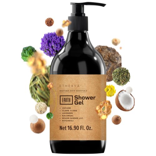 EARTH Body Wash for Men & Women | Woody Incense Scent | Essential Oils of Patchouli, Vetiver & Ylang Ylang | Virgin Coconut Oil | Sulfate & Paraben Free, Vegan, Cruelty Free | PET Bottle 16.9 Fl Oz