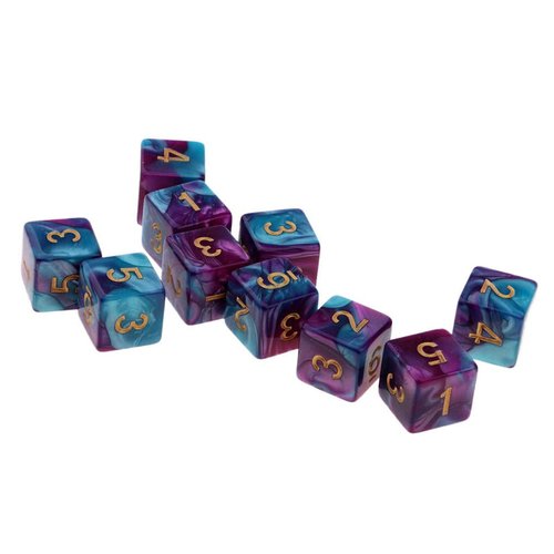 Yiotfandoll 10PCS Polyhedral Dice D6 Dice 16mm Acrylic 6 Sided Dice Double Colors Game Dice for RPG MTG DND Dice Table Games (Blue Purple)