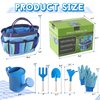 Kids Gardening Tools Set, Toddler Play Kit Child Outdoor Toy with Gloves, Watering Can, Metal Shovel, Rake, Fork & Storage Bag, Backyard Sand Digging Birthday Holiday Present for Boys Girls 3-5 (Blue)