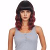 Apoze Short Wig With Bangs For Women,Synthetic Cosplay Bob Wigs,Curly Hair Wigs For Daily Party Use,Natural Looking Heat Resistant Shoulder Length Wig(Ombre Red Highlight)