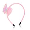 Doneace Butterfly Headband for Girls Kids Toddlers Pink Sparkly Hairband Cute Glitter Hair Hoop Hair Accessories Costume Headdress for Holiday Birthday Decoration Party Supplies Gift 1PCS