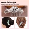 UAIAGM Wedding Hair Comb Side Crystal Bridal Headpiece with Pearls and Diamonds Elegant Rhinestone Hair Accessories for Brides Prom and Bridesmaids Women Girls Bridal Combs and Clips (Silver)