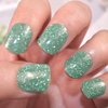 LIFOOST Gel Nail Polish Strips Glitter and Solid Color Full Cured Gel Nail Stickers 20 Extra-Long Gel Manicure Strips (Crystal Diamond Green)