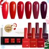 CANNI Red Gel Nail Polish Set - 6 Colors Bloody Mary 9ML Collection Popular Dark Red Burgundy Gel Polish Kit Nail Art Design Soak off UV LED Nail Gel DIY Manicure All Seasons Nail Salon