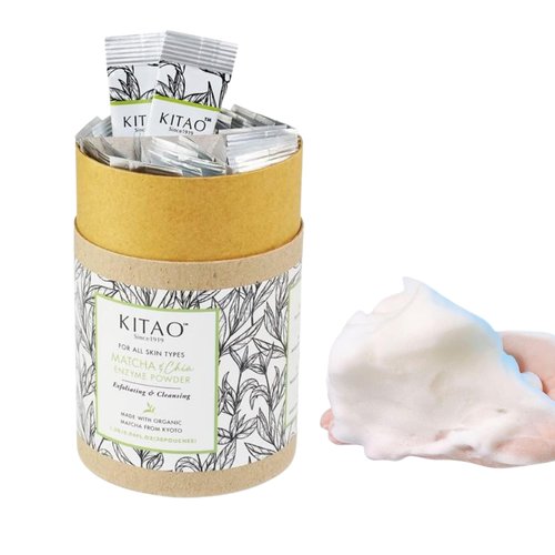 KITAO Organic Enzyme Matcha Powder Foaming Face Wash, Exfoliating Facial Wash Powder Cleanser for...