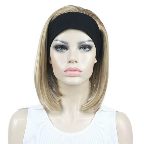 Aimole Short Straight Bob 3/4 Wig with Headband Half Synthetic Wigs Women Hair(L16-613)