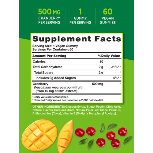 Nature's Truth Cranberry Gummies | 60 Count | Vegan, Non-GMO & Gluten Free Supplement | Supports Urinary Tract Health | Cranberry Mango Flavor