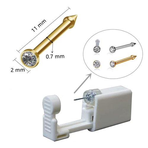 Nose Piercing Kit, 4 Pack Self Nose Piercing Gun Safety Disposable Nose Percinging Kit with Surgical Steel Nose Rings Stud Piercings Kits Nose Piercing