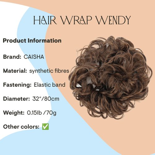 CAISHA Hairpiece Hair Wrap Heat-resistant Synthetic Fibres Curly Messy Updo Mixed Brown HW3