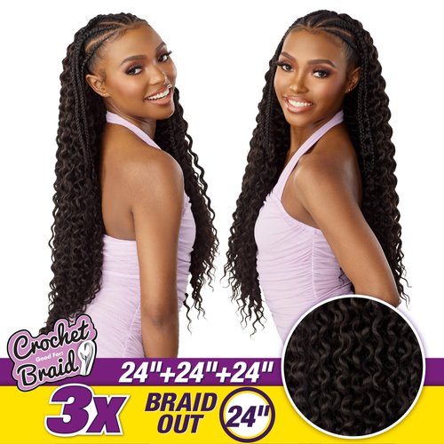 Sensationnel Lulutress Crochet Braiding hair - 3X Braid Out 24-inch synthetic with pre-styled - LULUTRESS 3x Braid Out 24 inch (BG BURGANDY)