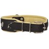 Real Leather Soft Leather Padded Dog Collar Bulldog (19"-22" Neck; 2" Wide, Black/Beige)