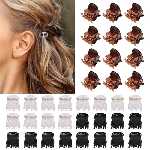 Semjikoy 36 Pcs Mini Hair Clips Small Jaw Clips Suitable for Adults and Children Can be Used for Hairstyle Design Mix of Three Colours