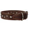 Dogs My Love Genuine Leather Dog Collar Studded 1.5" Wide, 16.5"-20" Neck (Brown)