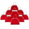 Metal Cowbells - Red 3 Inch Cow Bells Noise Makers, Loud Call Bell with Handles for Sporting Events, Cheering, Team Spirit, Noisemakers, Weddings, (Pack of 12)