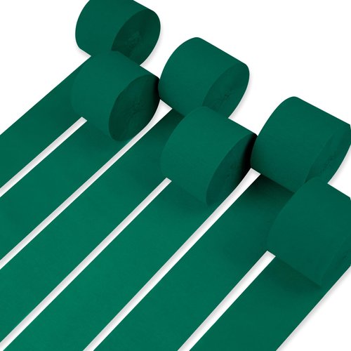 PartyWoo Crepe Paper Streamers 6 Rolls 492ft, Pack of Crepe Paper Green Streamers Party Decorations, Crepe Paper for Birthday Decorations, Party Decorations, Wedding Decorations (1.8 in x 82 Ft/Roll)