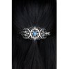 Generic Silver moon pentagram crescent metal blue stone hair slide stick clip barrette