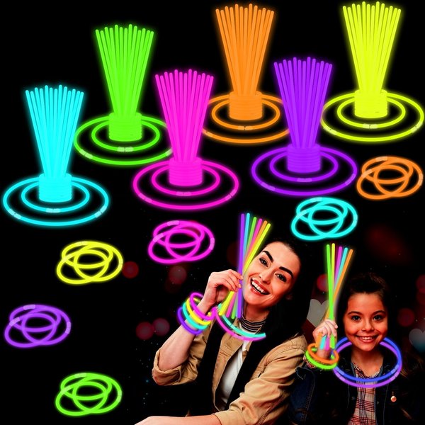 Glow Sticks Party Pack 8"-50,Christmas Light up Bracelets & Necklaces Accessories for Kids, Neon Glow in the Dark Party Favor Supplies Decorations for New Year Eve, Birthday, Camping, Dance Activities