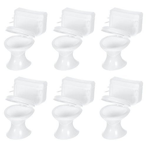 Zerodeko 6 Pcs Mini Toilet Seat Toy, Mini Toilet Doll House, Dollhouse Toilet 1 12 Scale, Celebrating Party Birthday Cake Decoration Furniture Dollhouse Accessories