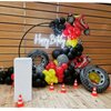 HKYOOD 160Pcs Race Car Balloon Garland Arch Kit - Car Wheels Checkered Balloons 18 12 10 5 Inch Different Size Balloons for Racing Car Two Fast 2nd Monster Theme Birthday Party Decorations Supplies