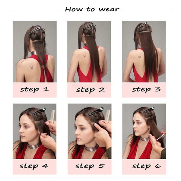 Dybst Dark Brown Natural Wavy Clip in Synthetic Fibre Hair Extensions 7Pieces 24" for a Full Head (Dark Brown)