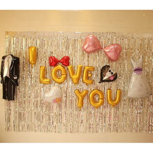 Capesaro Metallic Tinsel Foil Fringe Curtains,3.2 ft x 8.2 ft Shimmer Curtain Streamers Party Photo Backdrop for Birthday Wedding Party Baby Shower Decorations(Silver,Pack of 4)