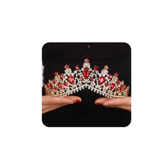 JWICOS Red Crown Queen Crowns for Women Crystal Wedding Tiara for Women Princess Tiara for Bride Quinceanera Headpieces for Birthday Prom Halloween Costume (Style 3)