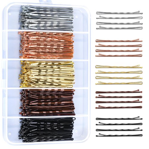 Teenitor Bobby pins, 2.36 Inch 250 Count Bobby pins, Bobby pin 5 Colors Bobby Pins brown, Bobby pins Blonde Hair, Bobby Pins Black for Women Girls, Hair Pins for All Type Hair