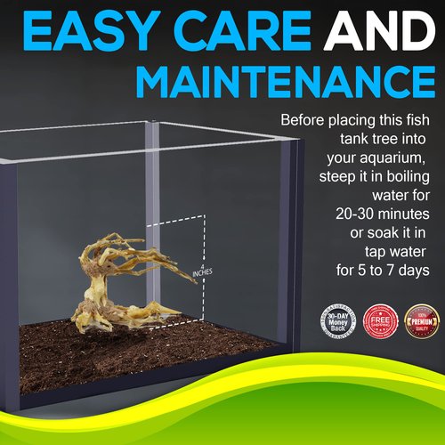 Bonsai Driftwood Aquarium Tree LSX Random Pick (4in Height) Natural, Handcrafted Fish Tank Decoration | Easy to Install