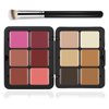 LSxia 12 Colors Cream [Blush+Contour+Concealer] Makeup Palette for Cheeks - Multi-functional Makeup Palette with Brush, Natural Matte Long Wearing, Waterproof Blendable Face Makeup Palette (#02)