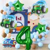 5Pcs Tractor Balloons, Green Tractor Birthday Number Mylar Foil Balloon Farm Theme 4th Birthday Party Supplies Decor (4th)