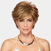 MIMAN Short Brown Pixie Cut Wig Short Hair Wigs with Bangs Mixed Blonde Highlight Layered Fluffy Synthetic Hair Replacement Wig for Women Halloween Costumes Wigs